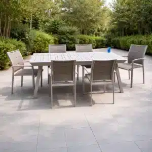 Promotion : Table Aluminium 216/297 *100 + 6 chaises Aluminium