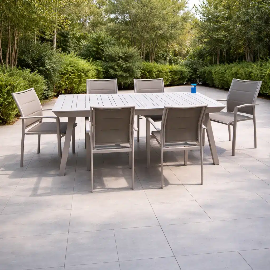 מבצע: שולחן אלומיניום 216/297 *100 + 6 כיסאות אלומיניום